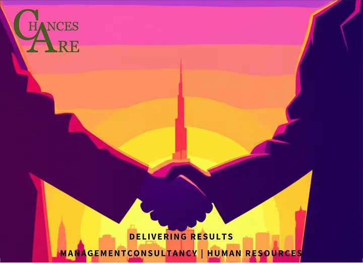 Handshaking in front of burj khalifa